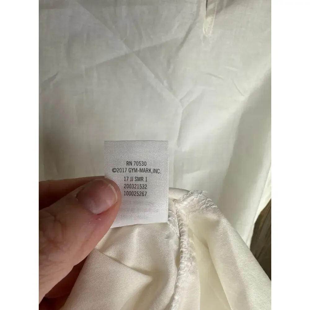 Janie and Jack White Dress Girls Size 4, 100% Cotton, Gold-Trimmed V-Neck